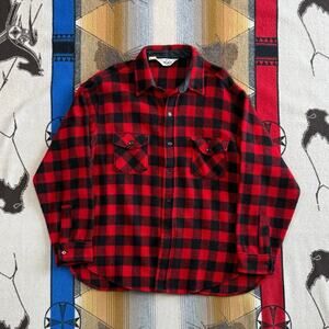 Vintage 90s Woolrich Buffalo Plaid Button Up Wool Flannel Size XL Made In USA